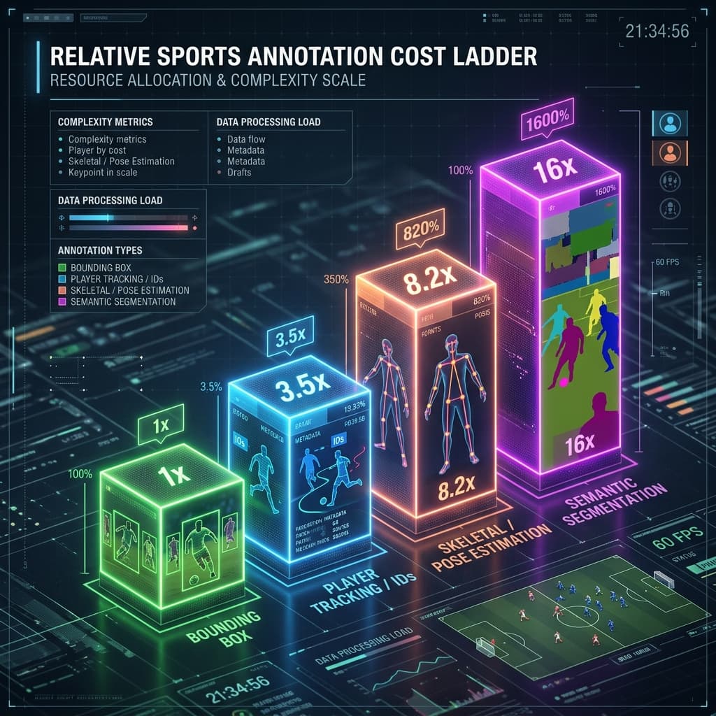 Relative cost of annotation types from bounding boxes to skeletal tracking
