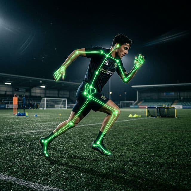 Sprinting player with dense skeletal keypoint annotation
